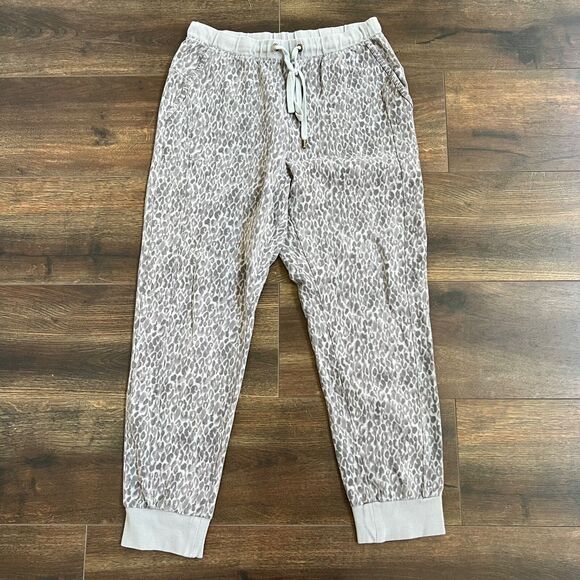 Anthropologie Saturday Sunday Size Medium Soft Gray Leopard Print Jogger Pants - Picture 1 of 7
